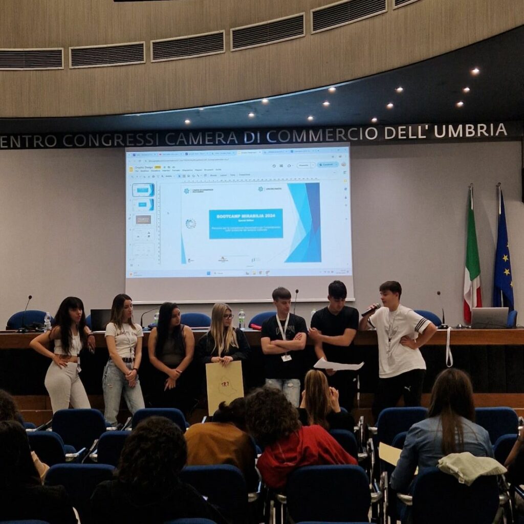 Bootcamp Mirabilia, un momento della giornata conclusiva alla Camera di commercio dell'Umbria