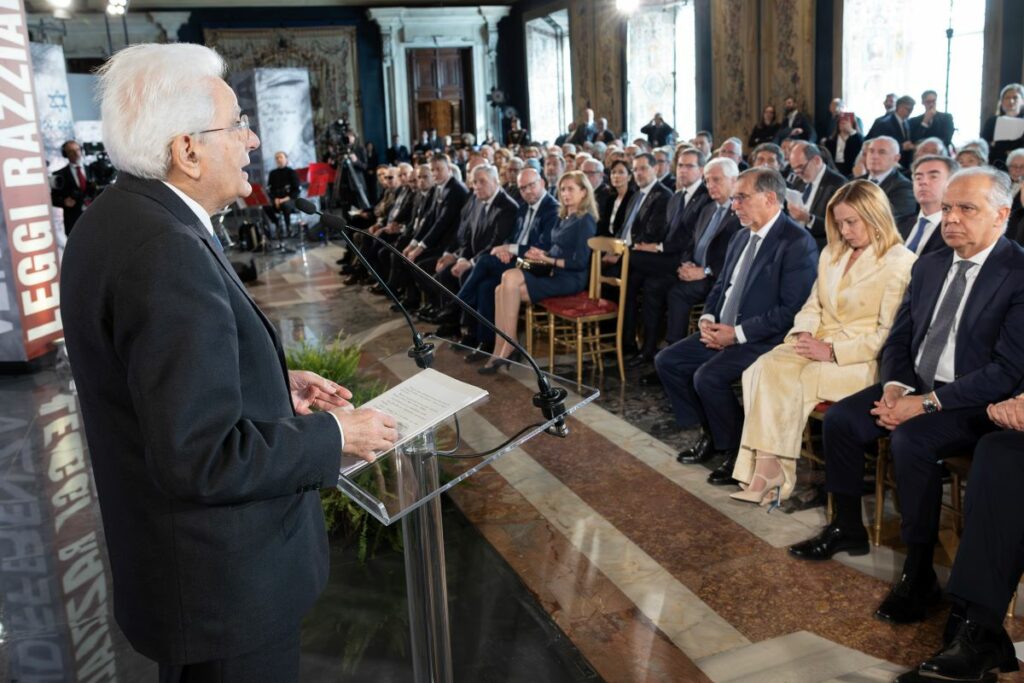 Il presidente della Repubblica Sergio Mattarella durante il discorso in occasione della celebrazione del "Giorno della Memoria" (foto di quirinale.it)